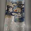 Funny Jewish Holiday Kitchen Towel, Happy Hanukkah Menoprah Jewish Holiday Towel, Hostess and Housewarming Gift, Blue and Gold Handmade Dish Towel (Menorah Happy Hanukkah)