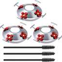 Geelin 3 Pack Hummingbird Feeder Bottom Base Replacement Parts Set Metal Top Hummingbird Feeder Accessories for Bird Feeders Base Metal Top Cover 4 Perches 4 Flower Ports and Brush Only(Silver)