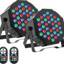 2 x U`King LED Par Lights DJ Stage Light Corded RGB 36 LED with Sound Activated Control DJ Uplighting for Wedding Party Club Christmas Stage Lighting (2 Packs)