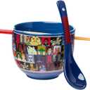 Silver Buffalo Star Wars Characters Ceramic Ramen Noodle Rice Bowl with Chopsticks and Spoon, Microwave Safe, 20 Ounces