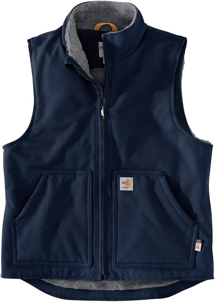 Carhartt Men's Flame-Resistant Duck Sherpa Lined Vest (Medium, Dark Navy)
