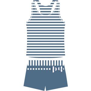 UNIFACO Girls Swimsuits Two Piece Tankini Bathing Suits Boyshort Summer Beach Rash Guard Swimwear for 4-13T (A-light Blue Stripes)