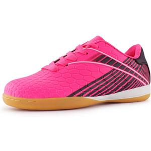Hawkwell Kids Athletic Indoor Comfortable Soccer Shoes(Toddler/Little Kid/Big Kid) (012-pink) Size 1 Little Kid