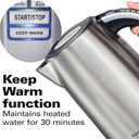 Hamilton Beach 1.7 Liter Temperature Control Electric Kettle, Water Boiler & Heater, Fast Boiling 1500 Watts, BPA Free, Cordless, Auto-Shutoff and Boil-Dry Protection, Stainless Steel (41020R) (1.8 Quarts)