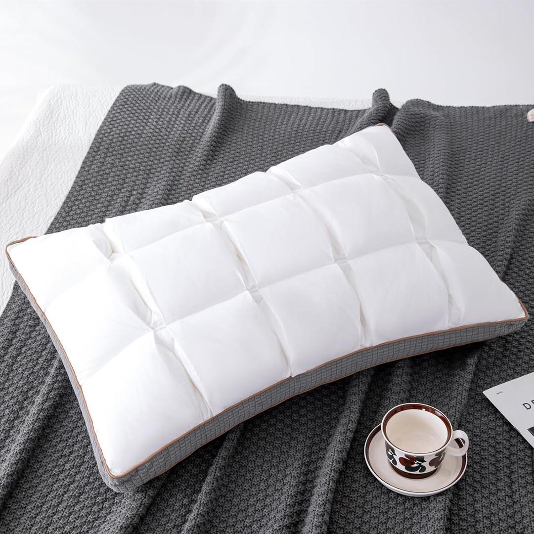 YOUR MOON Soft Pillow Queen for Sleeping, Super Soft Support Down Alternative Pillow, 100% Cotton Shell Luxury Comfy Fluffy Bed Pillows for Sleep(White) (Queen (Pack of 1))