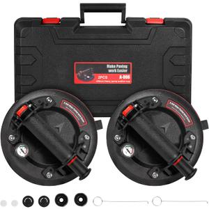 Glass Suction Cups,8"Heavy Duty Suction Cups 662 lbs Load Capacity Powerful Industrial with Pressure Gauge for Lifting Large Glass Tile Granite,Includes Carrying Case(2pack) (2PC X 3 layer(Max 662lbs))