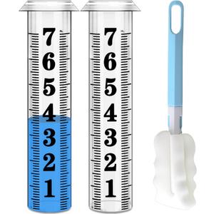 Rain Gauge Replacement Tube, Accurate Rain Gauges Outdoors Best Rated, 7" Capacity Plastic Rain Gauge Tube Replacement for Yard & Garden, Water Gauge for Rain, 2 Rainfall Meter Tube with 1 Clean Brush