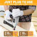 Electric Nail , Batavia 2-in-1 Staple Brad Nailer 18 Gauge for Heavy Duty, 120V Stapler for Upholstery, Carpentry, DIY, 1/4'' Narrow Crown Staples 200pcs and Nails 800pcs Included