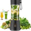 Cordless Personal Size Portable Blender - Blender Make Smoothies & Shakes, 12 Oz BAP Free Traveling Cup, Quickly Squeezed in Office/Picnic/Sports (Black)