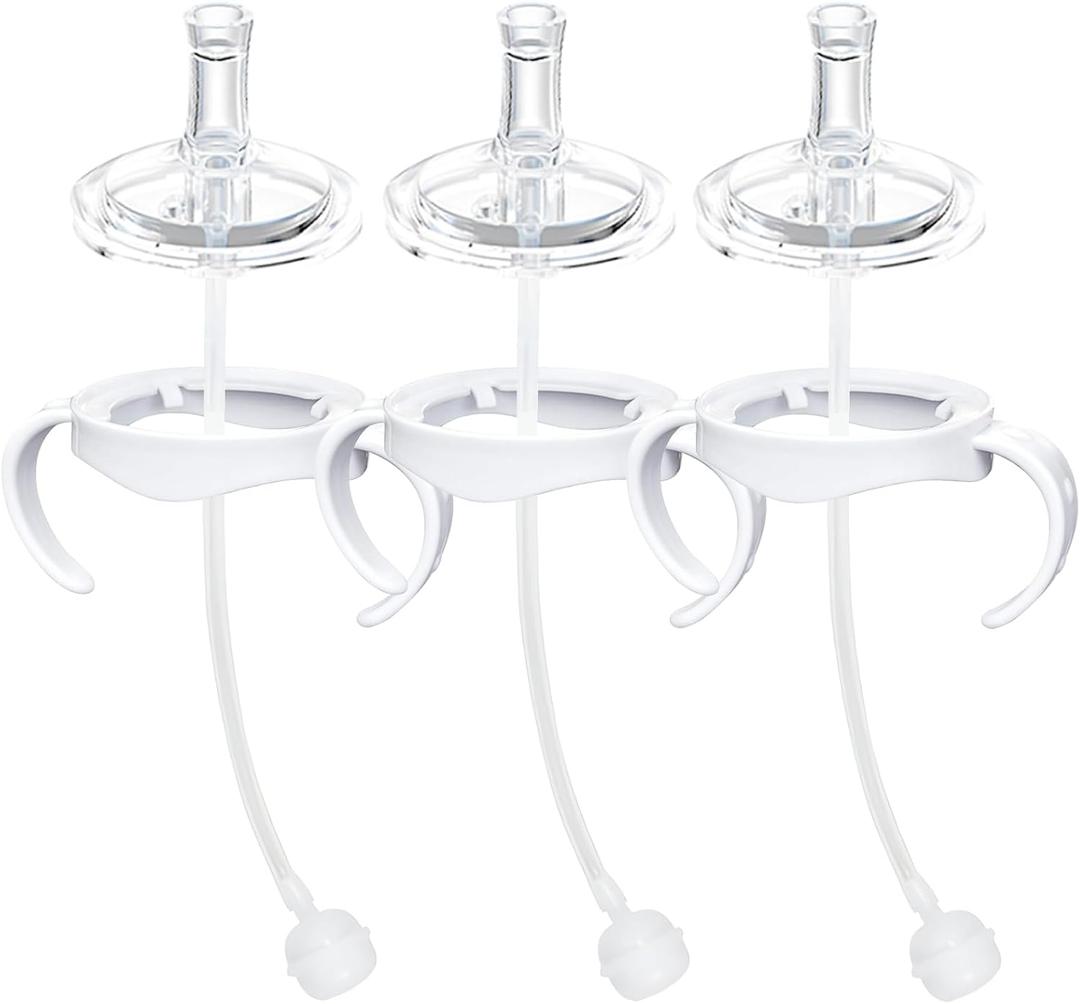 Sippy Cup Conversion Kit Compatible with Philips Avent Natural Baby Bottles, Soft Straw top and Weighted Ball Sippy Cup Transition Kit with Handles, 8m+ Pack of 3