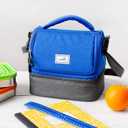 LunchBots Duplex Insulated Lunch Bag - Dual Section Design Fits Uno, Duo, Trio, Quad, Rounds, Bento Cinco Perfectly - Roomy Thermal Lunch Bag - Royal
