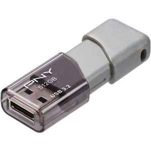 PNY 512GB Turbo Attache 3 USB 3.2 Flash Drive 100MB/s, Silver (Pack of 1)
