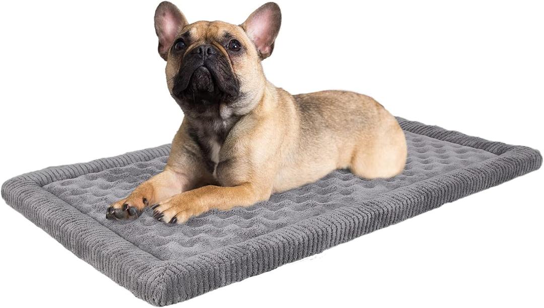 Dog Crate Pad 30x19 inch Gray Memory Foam Dog Bed Mat Small Medium Grey Washable Puppy Sleeping Bed Anti Slip