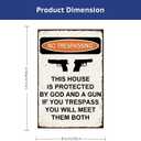 Protected by God and Gun Sign - Tin Funny Warning Signs for Property Outdoor Security