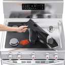 Stove Cover, Stove Covers Reusable Gas Range Protectors for Samsung Gas Range,0.3mm Reusable Gas Stove Burner Covers with 2PCS Silicone Stove Counter Gap Cover Long & Wide Gap Filler,Black-3pcs