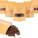 Moretoes 120pcs Resealable Bags, 5.9x8.6 Inches Kraft Bags with Window, Brown Ziplock Coffee Pouches for Home or Business