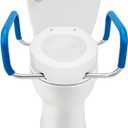 Heavy Duty Elongated Toilet Seat Riser, Easy to Install - 3.5" Lift - 300 lbs Capacity, Premium Padded Support Handles