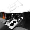 Gear Shift Panel Cover Center Console Cup Holder Trim Compatible with Ford Bronco 2021-2024 Interior Accessories, White (Not for Bronco Sport)