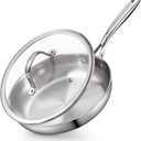 Cooks Standard Stainless Steel Frying Pan with Lid, 8-Inch Multi-Ply Clad Wok Stir Fry Pan, Kitchen Skillet, Silver