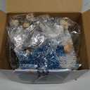 Waipfaru Christmas Decorations, 30 Pcs Blue Bottle Brush Christmas Trees, White Mini Christmas Trees, Miniature Pine Trees for Xmas Tabletop Crafts Indoor Table Home Decor (Blue & White)