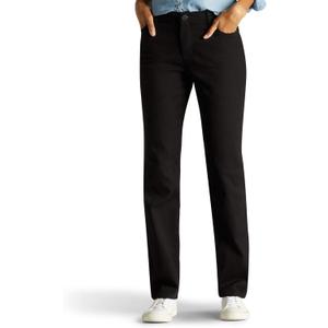 Lee Women's Missy Instantly Slims Classic Relaxed Fit Monroe Straight Leg Jean, Black, 6 Short