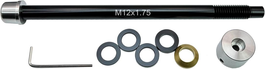 Bike Trainer Thru Axle Adapter for Wahoo Kckr Snap M12 1.0 1.5 1.75 Thread Pitch 159 to 185mm Shaft Length Fit with Most 142 148 Hub