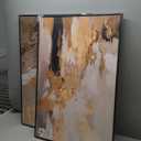 Large Framed Neutral Abstract Wall Art, 2 Piece Modern Canvas Prints Paintings, Beige Gold Abstract Pictures for Living Room Hallway Dining Room Bedroom Office Wall Decor 24x36 In