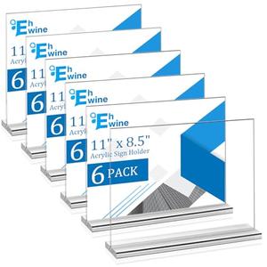 EHWINE 3 Pack Acrylic Sign Holder 8.5 x 11 Horizontal, Double-Sided Stand up Table Top Sign Holders, Clear Acrylic Picture Frame Menu Flyer Paper Holder Display Stand for Office Business Store Wedding Party