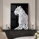 Framed Modern Animal Black and White Wall Art, Large Leopard Animal Prints, Contemporary Minimalist Elegant cheetah Pictures for Living Room Bedroom Dining Room Hallway Office Wall Decor 24x36In