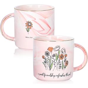 Friend Chritian Gifts for Women, Friendship Giftsfor Women, Floral Friends Coffee Mug, Inspirational Scripture Mug with Bible Verse: Sweet Friendship –Proverbs 27:9, Best Friends Gifts for Women