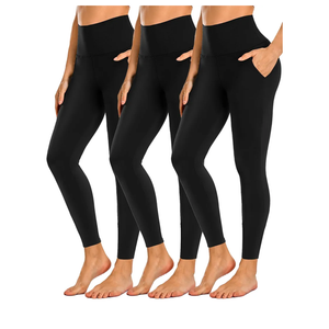NEW YOUNG 3 Pack Leggings with Pockets for Women,High Waisted Tummy Control Workout Yoga Pants, Size -XXL