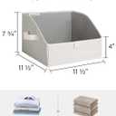 StorageWorks Closet Storage Bins, Trapezoid Organizer Box for Shelves, Fabric Clothes Bin, Foldable Organizing Baskets with Handles, Small, 3-Pack, Mixing of Beige, White & Ivory