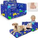 Beavtaens Kids Couch: Super Soft Toddler Sofa Bed Fold Out for Girls and Boys Flip Out Convertible Lounge Chair (Gamepad)