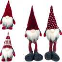 4PCS Needle Christmas Gnome Plush Woven Santa Claus, Handmade, Table Decorations, Home Decorations, Fireplace Decorations, Christmas Decorations (red Long Legs Mixed)