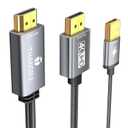 Active HDMI to DisplayPort Cable 6FT (4K60Hz), Uni-Directional HDMI Source to Display Port Monitor Cable, Male to DP Female Compatible PC, Graphics Card, Laptops, PS5