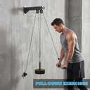 Wall Mounted Pulley System, Low Cable Machine Pulley System for LAT Pulldown, Biceps Curl Home Gym Equipment with Fitness Pull Down Bar, Tricep Rope