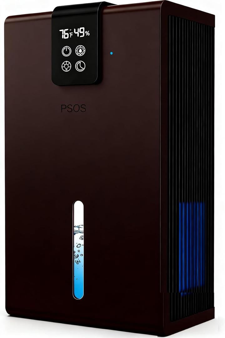 Dehumidifier, Dehumidifiers for Home, 98 OZ Water Tank, (1000 sq.ft) Quiet Dehumidifier for Basement Bathroom Bedroom with Humidity Display, Auto Shut Off, Relaxing 7 Color Ambient Light(Dark Brown)