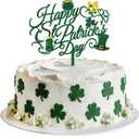 2 x Happy St Patrick's Day Acrylic Cake Topper Lucky Day Clover Shamrock Beers Horseshoe Cake Decorations for Irish Theme Party