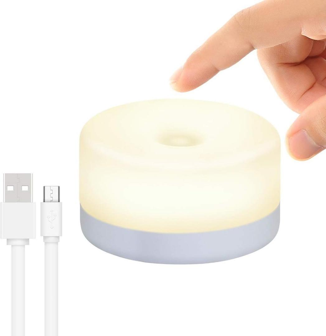 Rechargeable Mini Touch Night Light, Wireless LED Lamp for Kids - Portable, Dimmable Nursery Lamp (White)