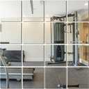 Delma Frameless Mirror Tiles 12"x10"x16 Pcs Wall Mounted, Shatter Resistant Full Length Tempered Glass Panels for Home Gym Bathroom Bedroom & Living Room Decor