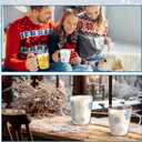 Baderke Set of 4 Snowflake Glass Coffee Mugs 12 oz Borosilicate Glass Cups with Handle Clear Winter Holiday Coffee Cups White Blue Snowflake Mugs for Drinking Beverages Latte Hot Chocolate