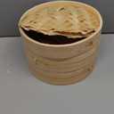 Prime Home Direct Bamboo Steamer Basket 8-Inch | 2-Tier Steamer for Cooking | 50 Liners | Small Instant Steaming Cookware Asian Food, Bao Buns, Chinese, Dim Sum, Dumpling, Rice, Vegetable Steam Pot