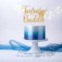 2 x Taurus Baddie Cake Topper, Taurus Birthday Cake Topper, April May Birthday Decorations, Constellation Party Decor, Zodiac Horoscope Bday Party Decorations Gold Glitter
