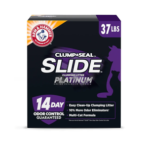 ARM & HAMMER Clump & Seal SLIDE Platinum Multi-Cat Clumping Litter, Easy Clean, Superior Odor Control, 37 Lbs