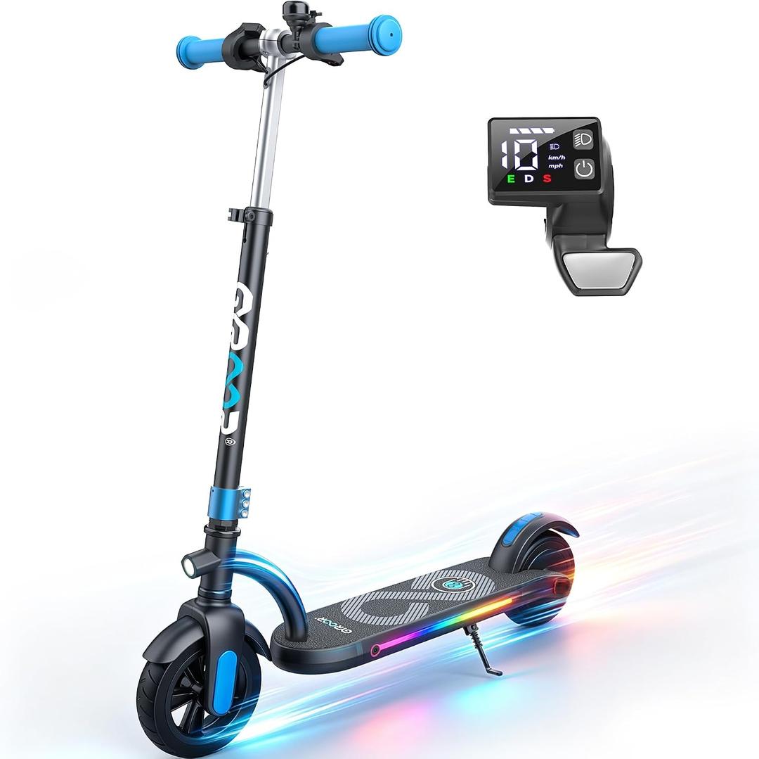 Gyroor H40 Kids Electric Scooter 180W 10MPH LED Lights Ages 6-12, Blue