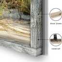 Beach Picture Wooden Artwork Framed: Coastline Wall Art Seascape Wall Decor Ocean Scene Art Prints for Bedroom 32"x24"