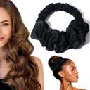 2 x Heatless Hair Curler for Overnight Curls, Soft Scrunchie Roller Headband for Long Hair (Black)
