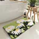 Floral Shag Bath Rug, Extra Soft, High Absorbent, Non-Slip Plush Shaggy Bath Carpet, Machine Washable, Great for Bathroom Floor, Tub and Shower, (15.75"x 23.62", Bellis Perennis) (1'4" x 1'11" (Rectangular))