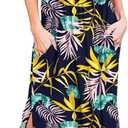 LILBETTER Womens Off The Shoulder Ruffle Party Dresses Side Split Beach Maxi Dress (Large, Mixed Leaves)