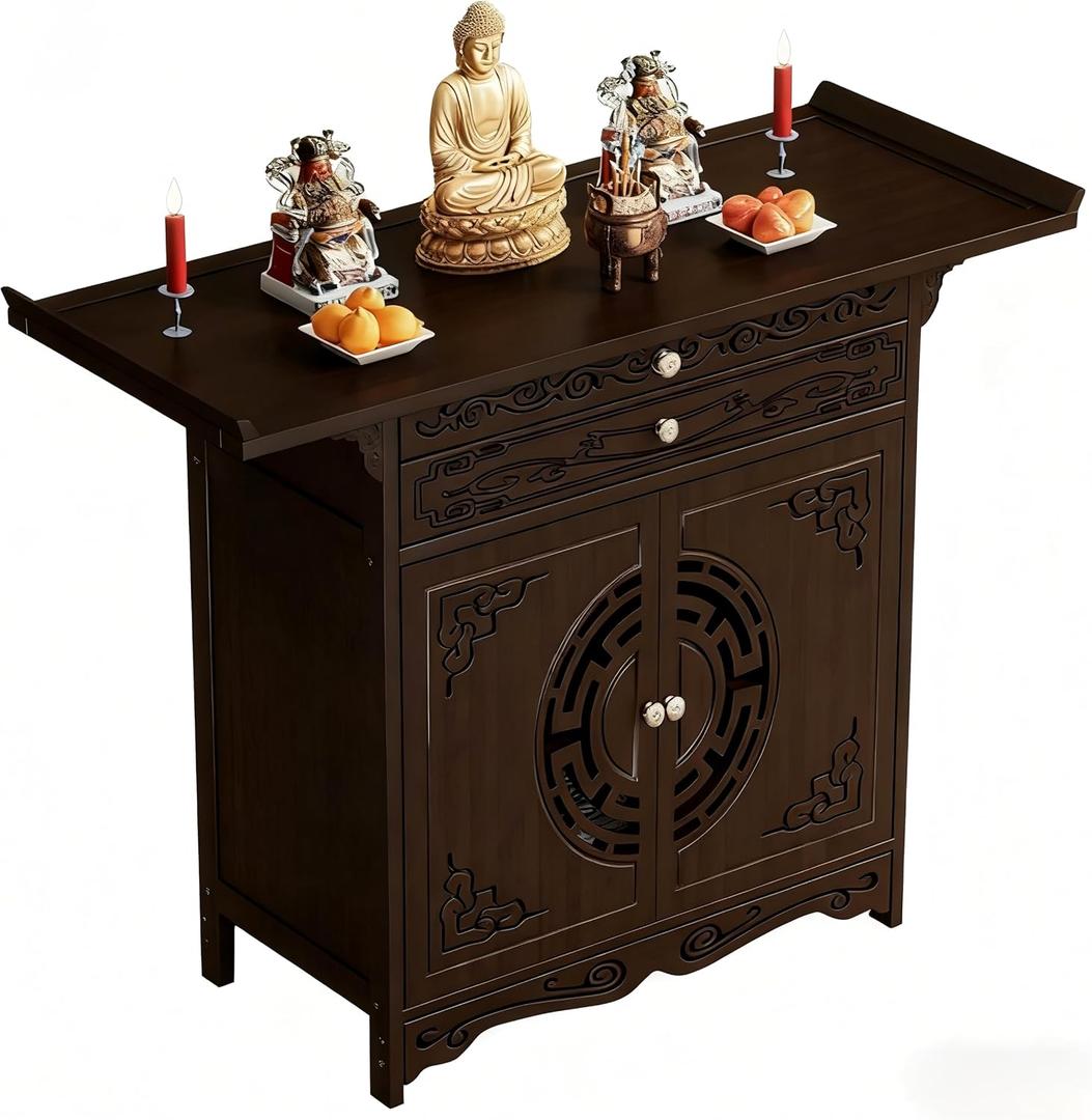 Altar Table with Storage, Buddhist Altar Cabinet for Home, 39.3IN
